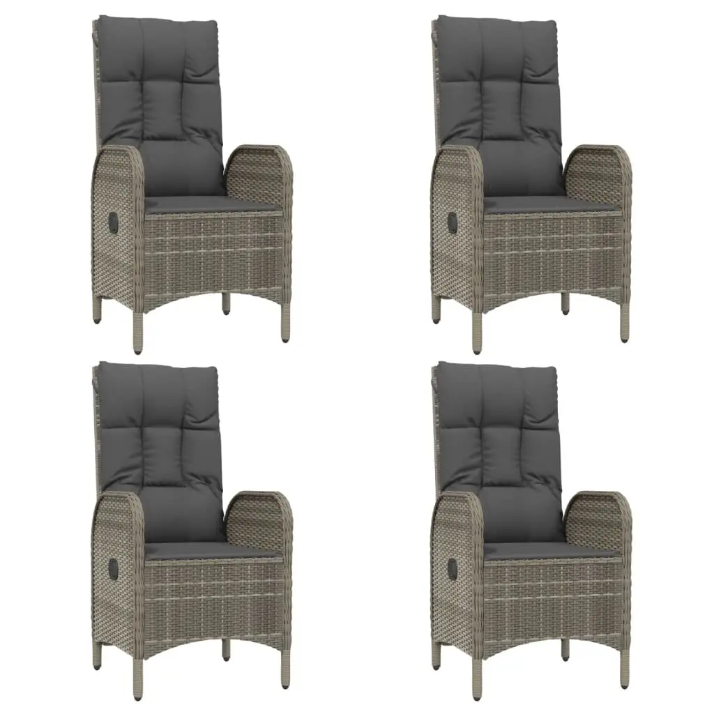 Garden Dining Set 5 Piece Grey PE Poly Rattan Chairs Table with Cushions