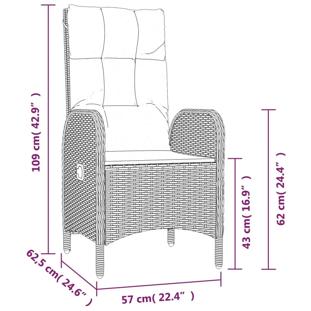 Garden Dining Set 5 Piece Grey PE Poly Rattan Chairs Table with Cushions