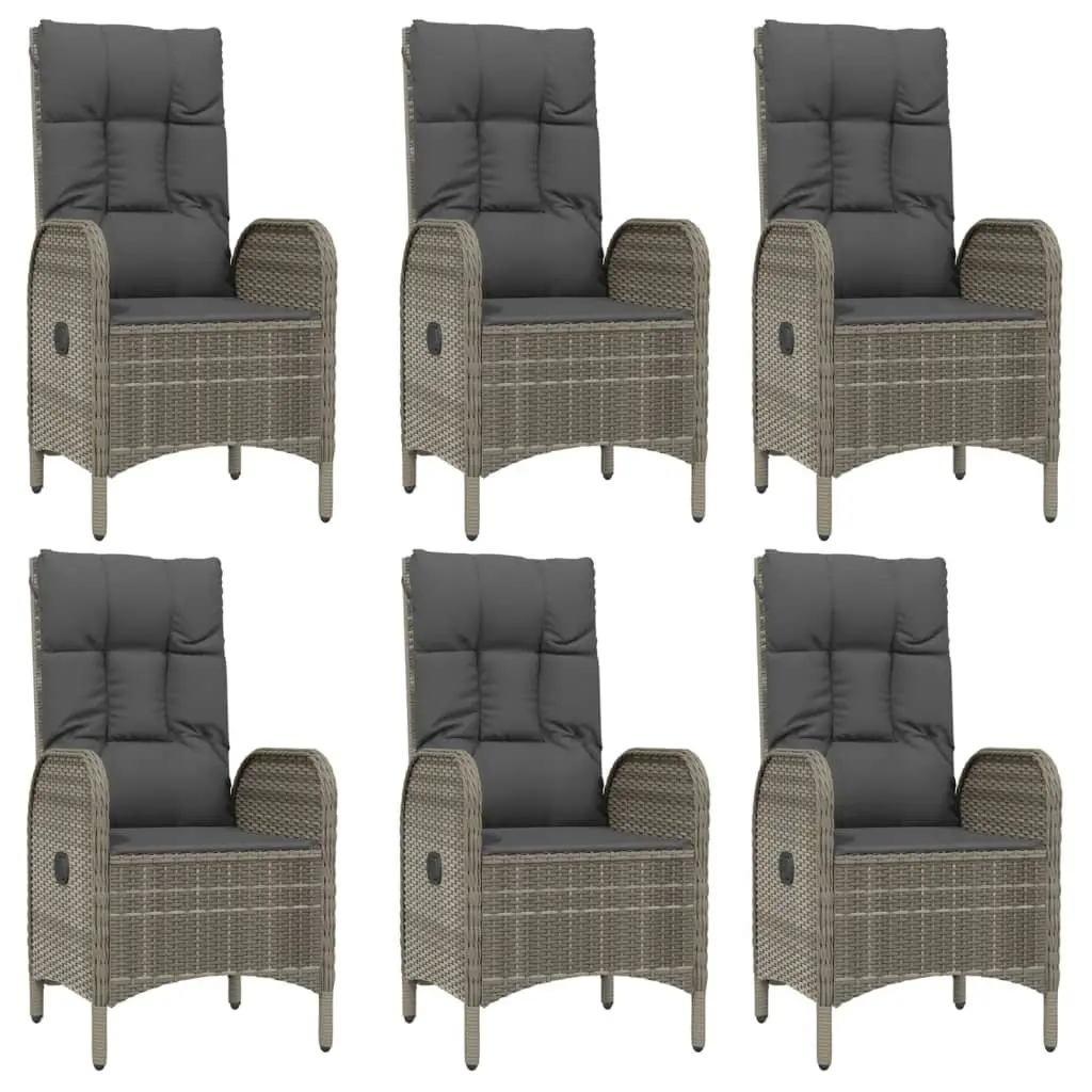 Garden Dining Set 7 Piece PE Poly Rattan Grey Chairs Table
