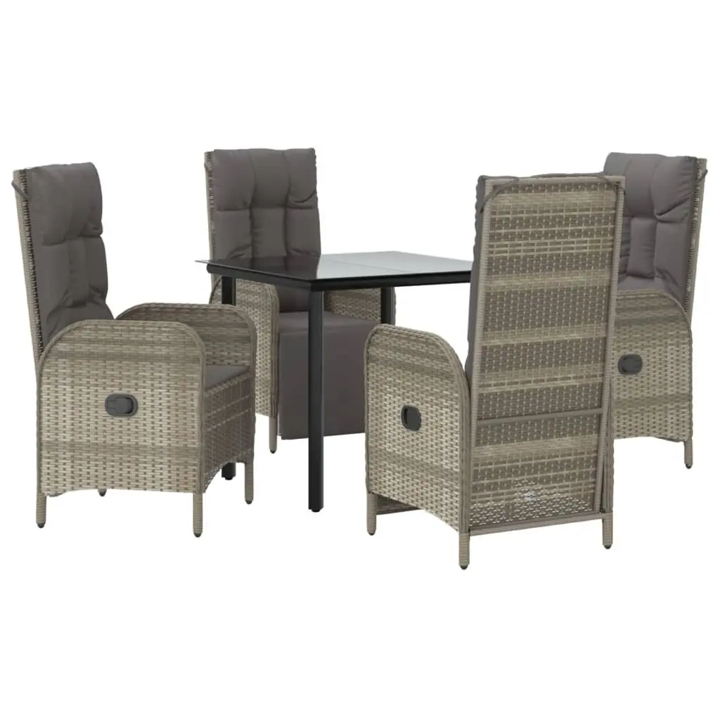 Garden Dining Set 5 Piece Grey Poly Rattan Chairs Table