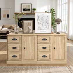 Functional Brown Sideboard Cabinets for Home Organization - 2 Pack