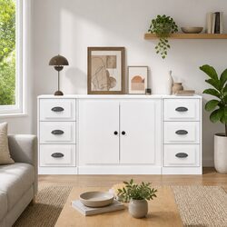 Practical White High Gloss Sideboards Set of 3 for Your Home