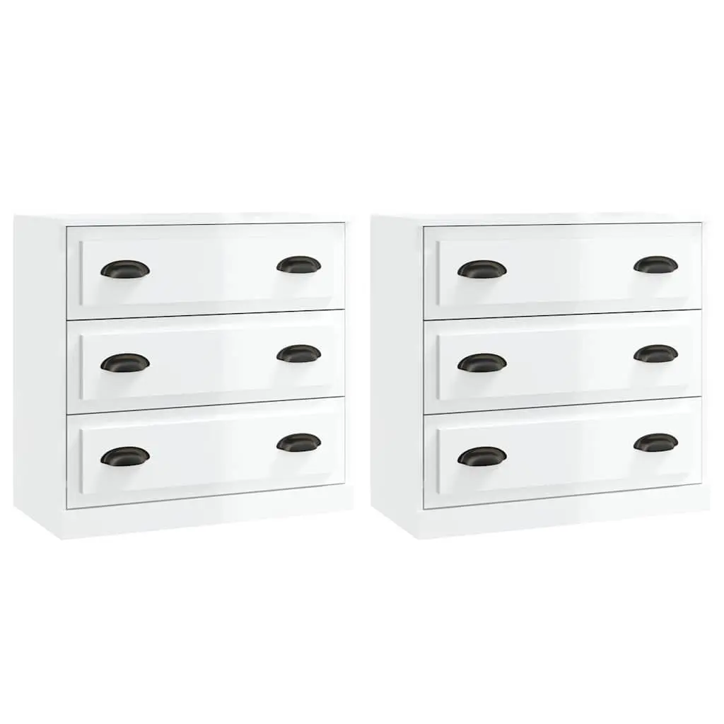 Sideboards Engineered Wood High Gloss White Set of 2