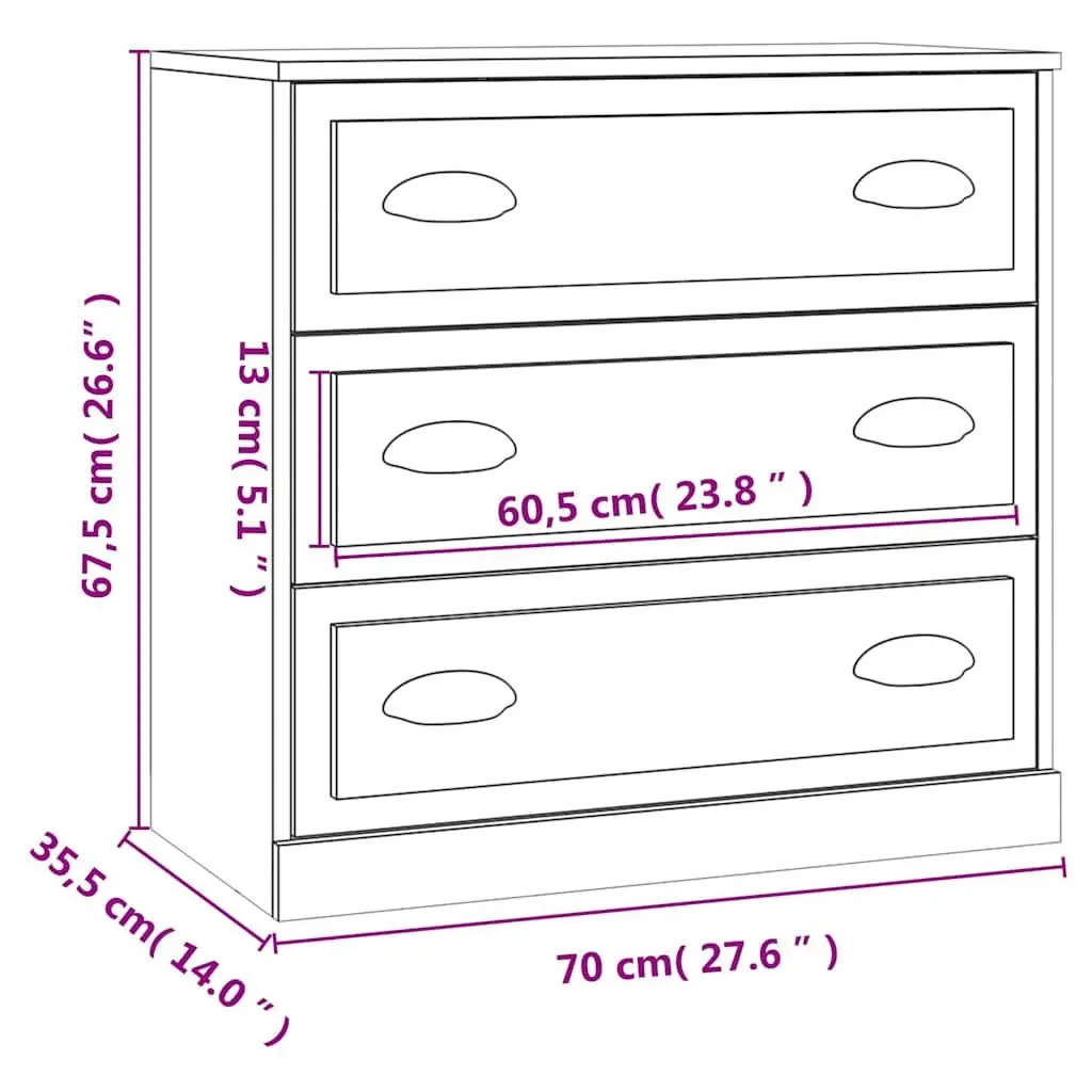 Sideboards Engineered Wood High Gloss White Set of 2