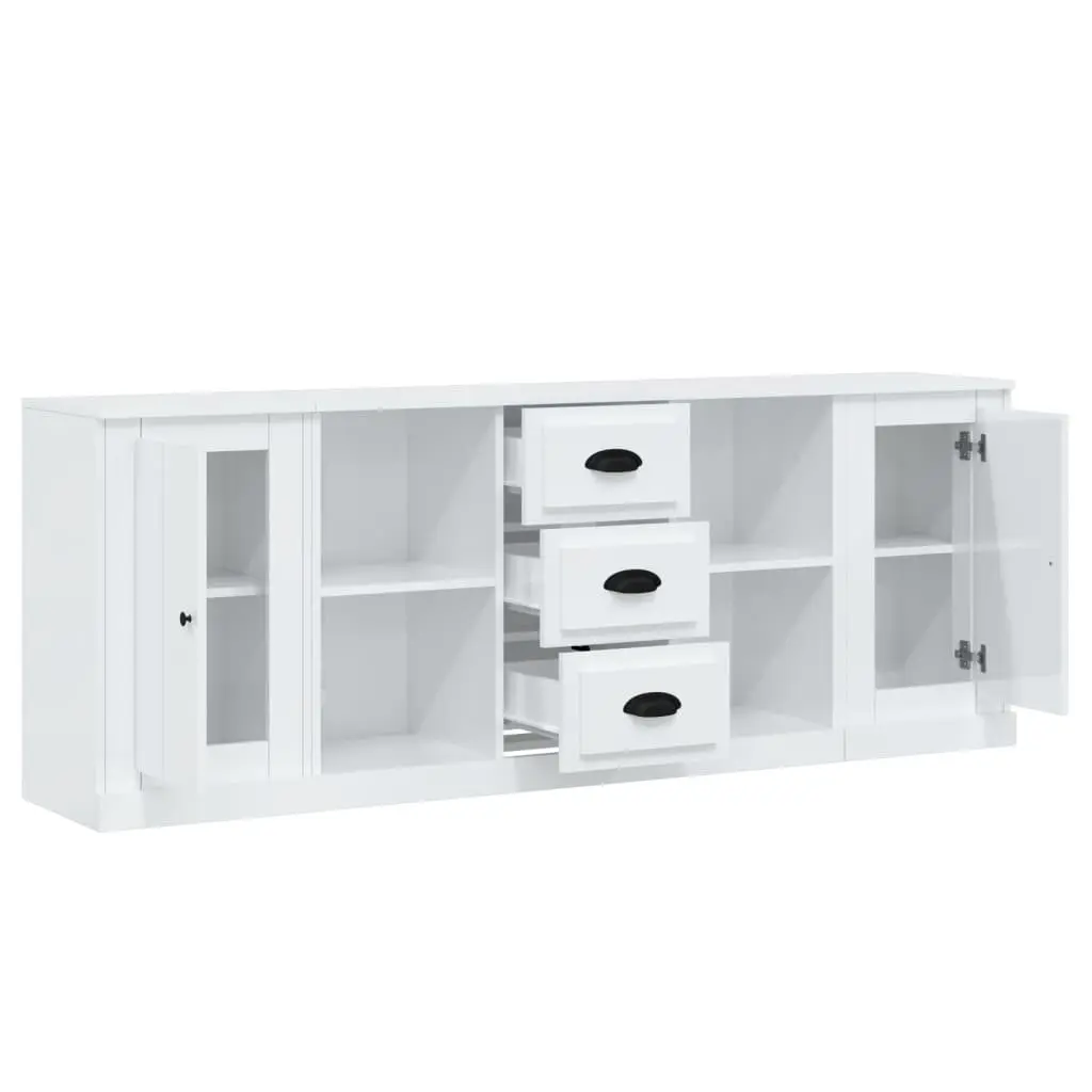 High Gloss White 3-Piece Sideboard Set