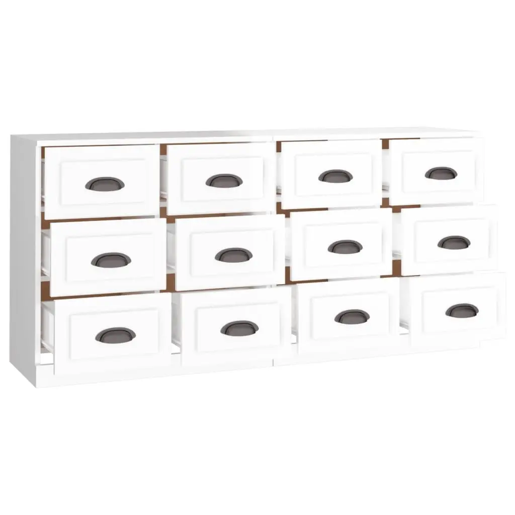 High Gloss White Sideboards Engineered Wood Cabinet Storage Buffet Furniture