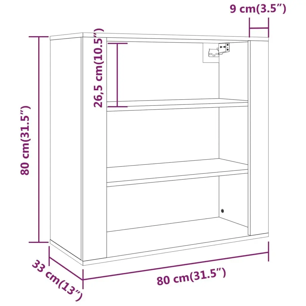 Highboard Black Engineered Wood Wall-Mounted Storage Cabinet Sideboard Furniture