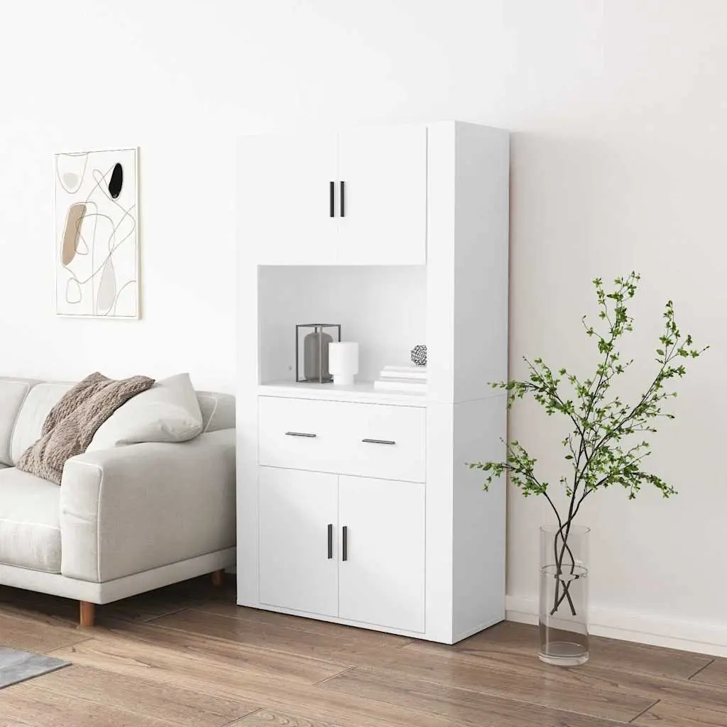 White Highboard Storage Cabinet for Home Use