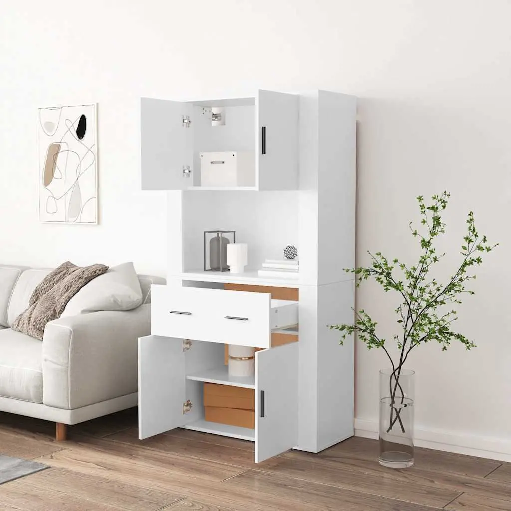 White Highboard Storage Cabinet for Home Use