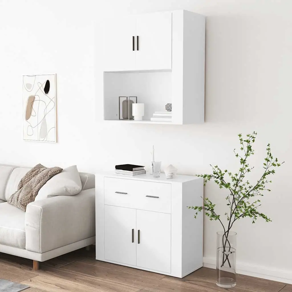 White Highboard Storage Cabinet for Home Use