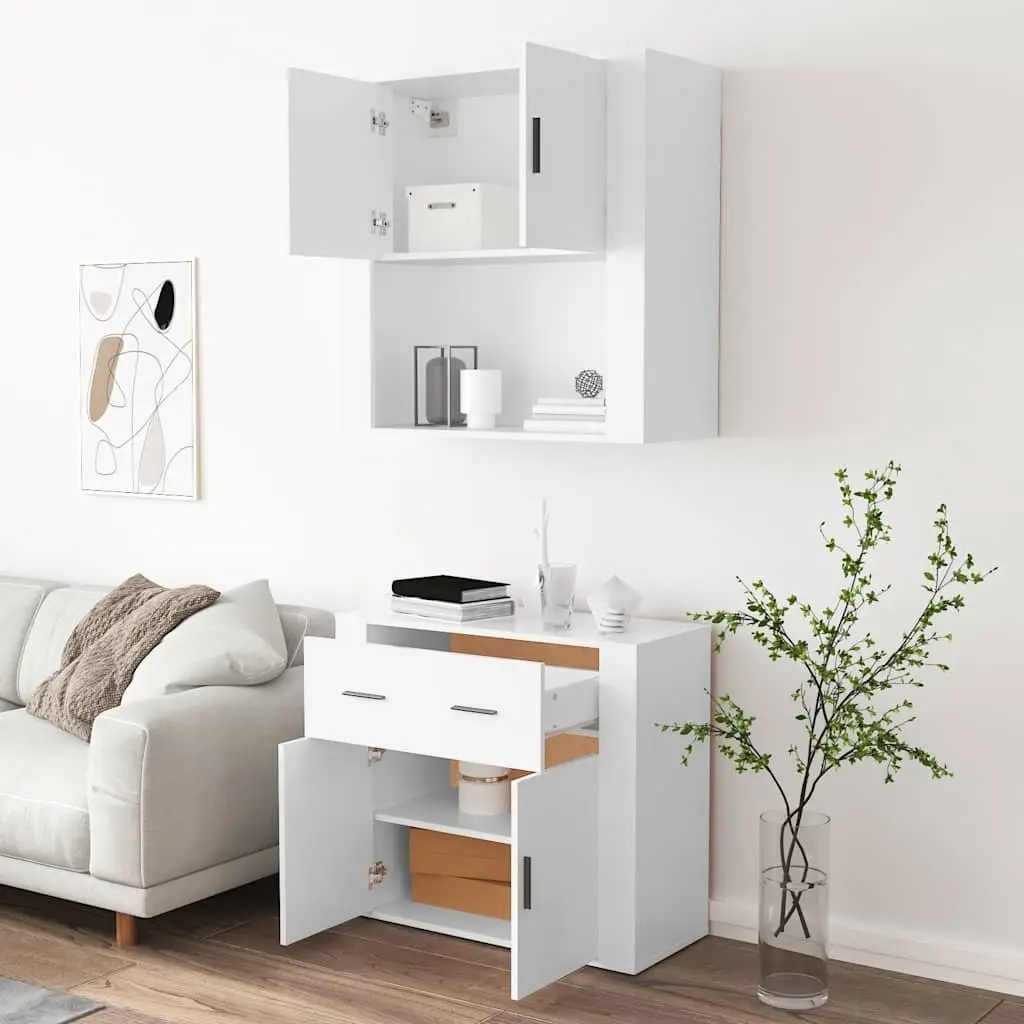 White Highboard Storage Cabinet for Home Use