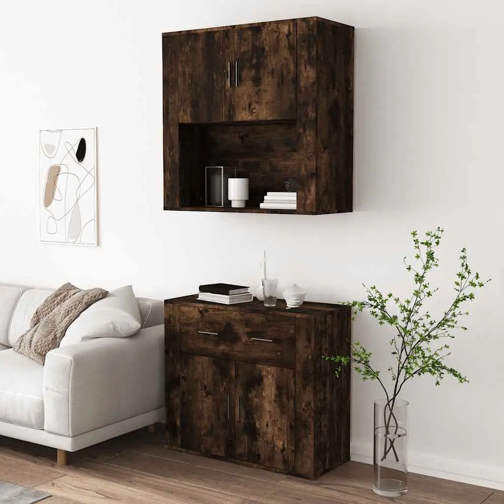 Highboard Sideboard Buffet Cabinet Engineered Wood Wall-Mounted Brown