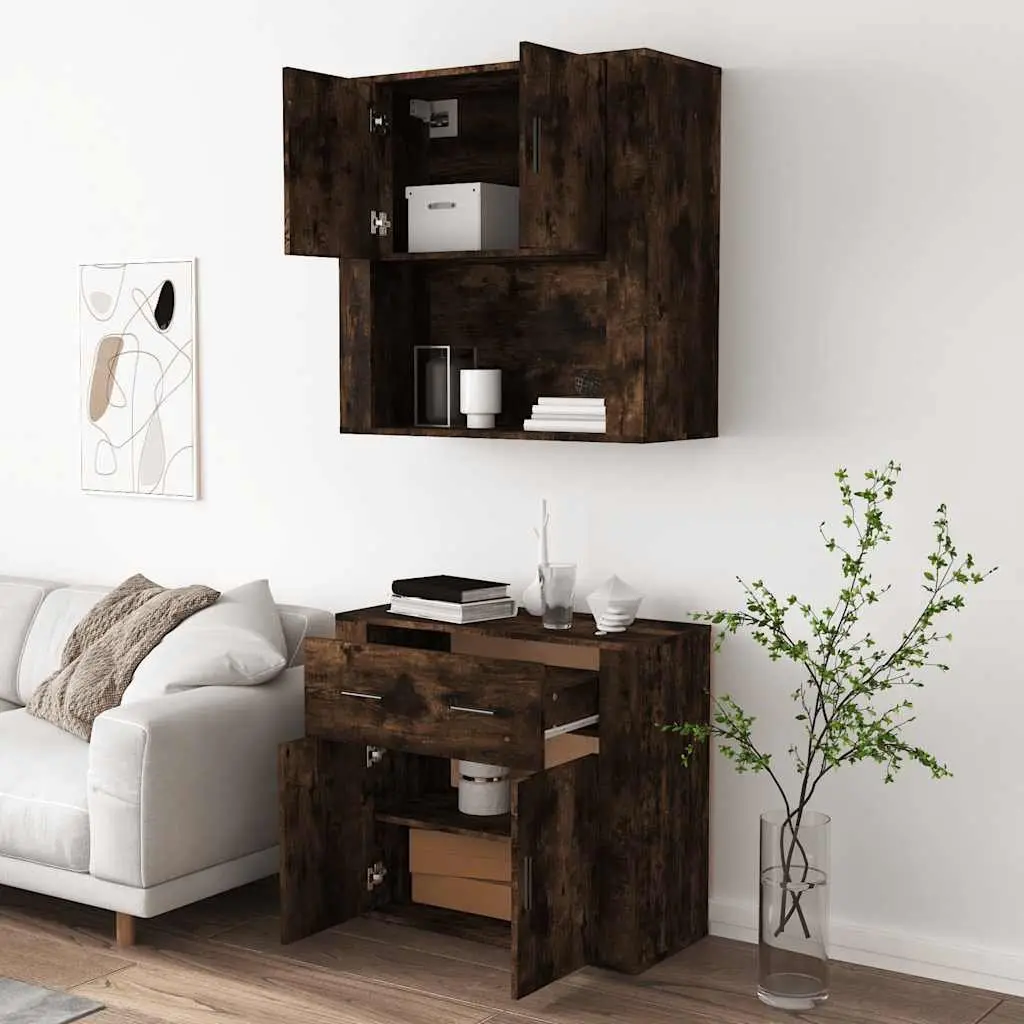 Highboard Sideboard Buffet Cabinet Engineered Wood Wall-Mounted Brown