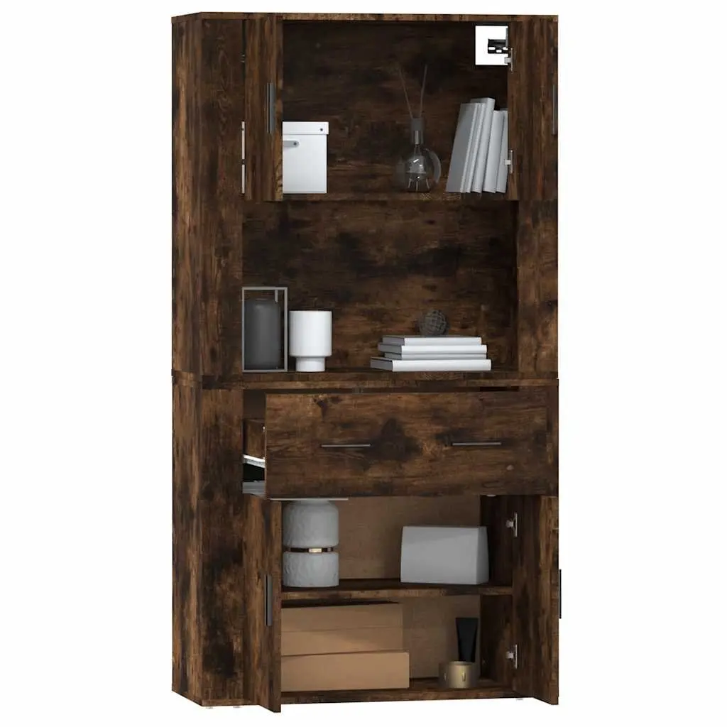Highboard Sideboard Buffet Cabinet Engineered Wood Wall-Mounted Brown