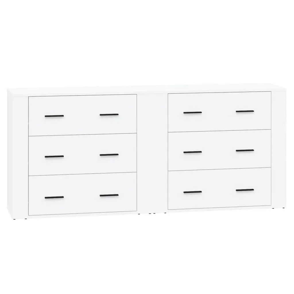 Sideboards 2 pcs White Storage Cabinet Engineered Wood Furniture Buffet