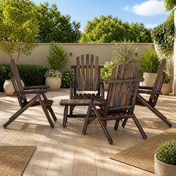 Practical 5-Piece Outdoor Lounge Set in Brown Spruce Wood