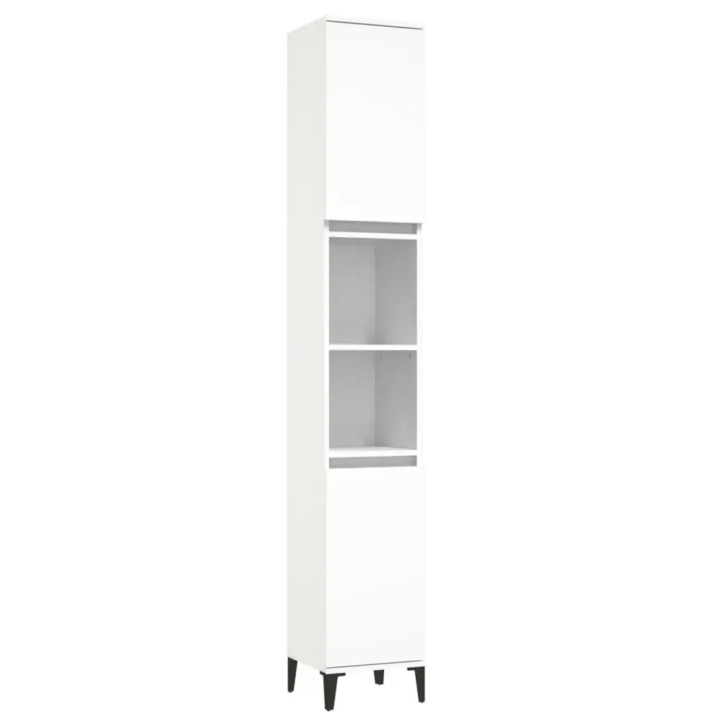 3 Piece Engineered Wood Bathroom Storage Cabinet Set White