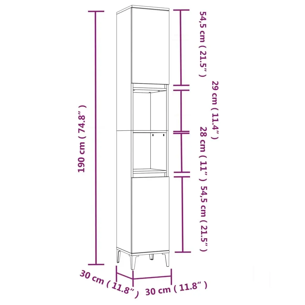 3 Piece Engineered Wood Bathroom Storage Cabinet Set White