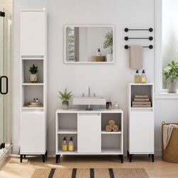 Practical 3 Piece White Bathroom Furniture Set for Daily Use