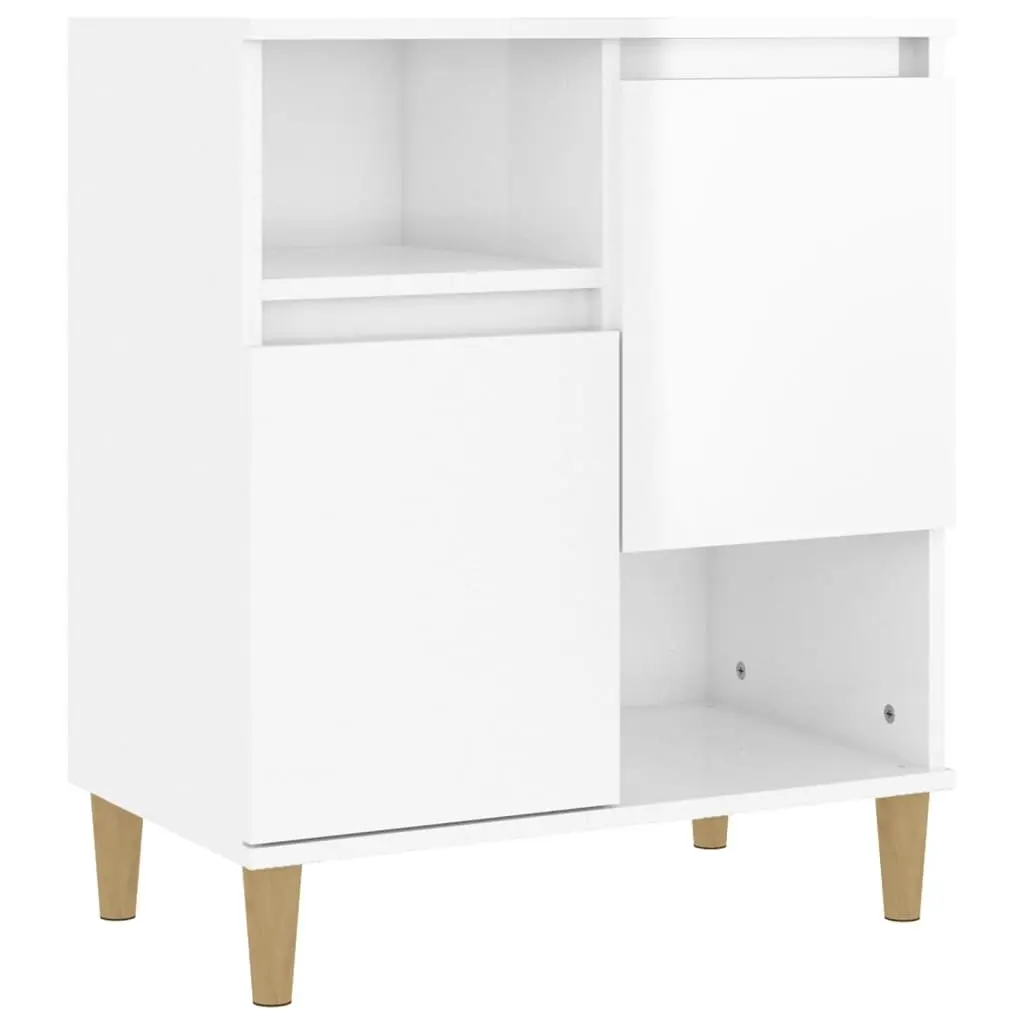 Sideboard Cabinet Engineered Wood High Gloss White 2 Piece 4 Compartments 2 Doors