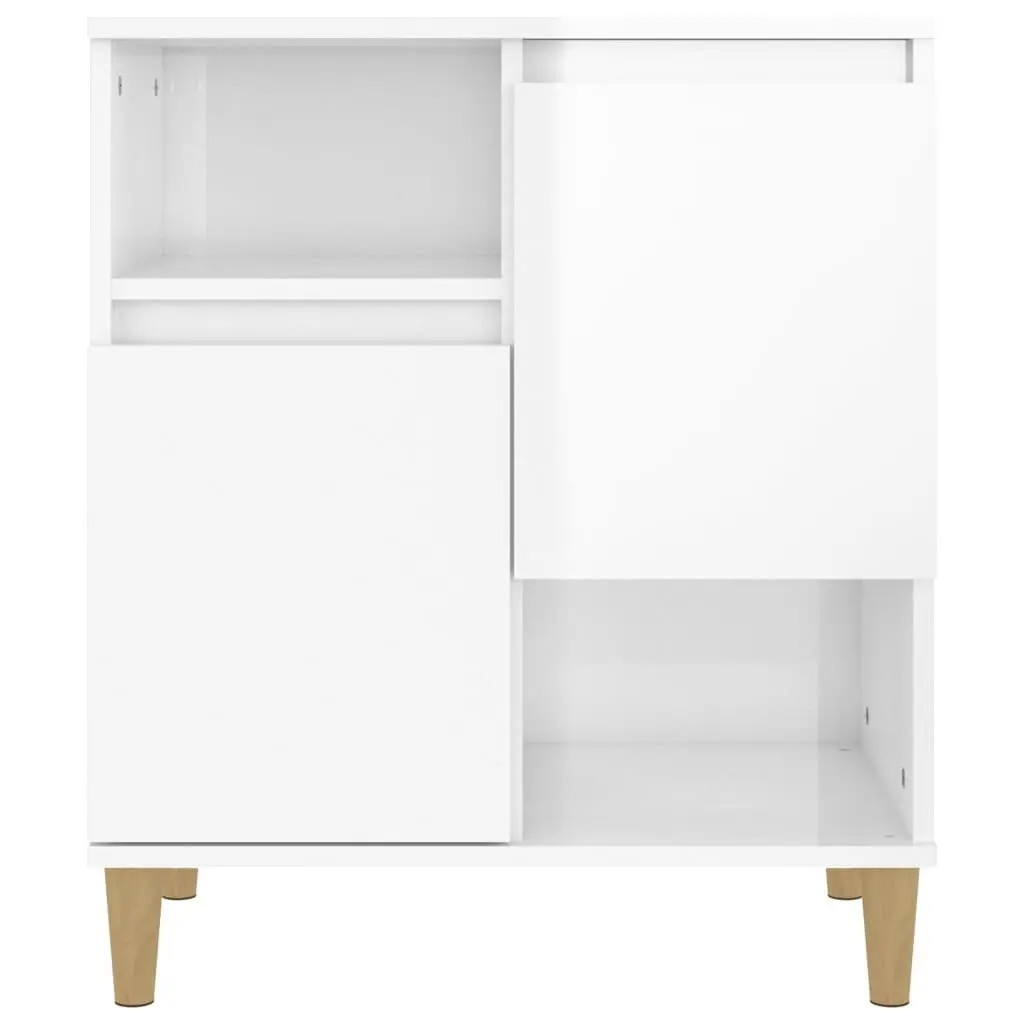 Sideboard Cabinet Engineered Wood High Gloss White 2 Piece 4 Compartments 2 Doors
