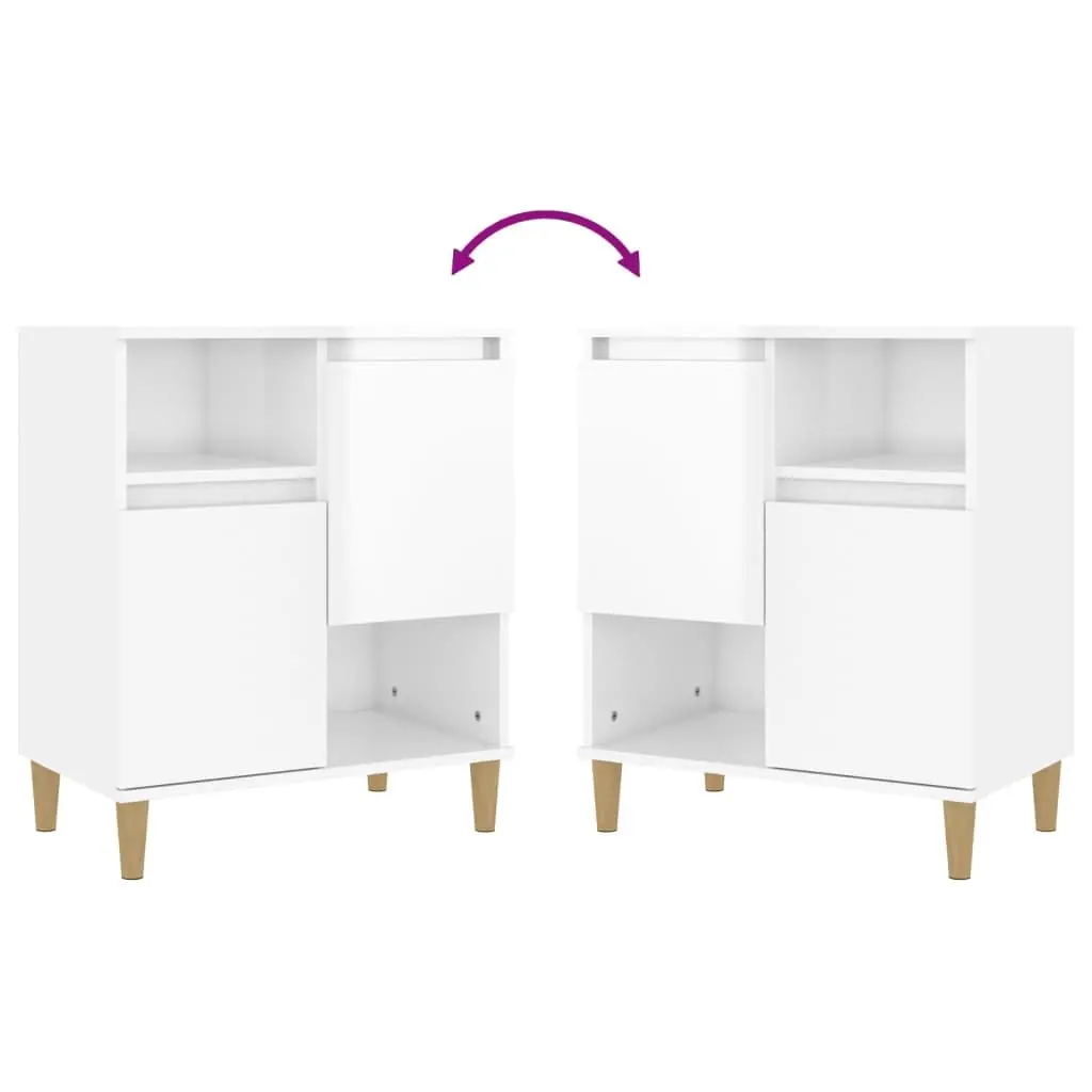 Sideboard Cabinet Engineered Wood High Gloss White 2 Piece 4 Compartments 2 Doors