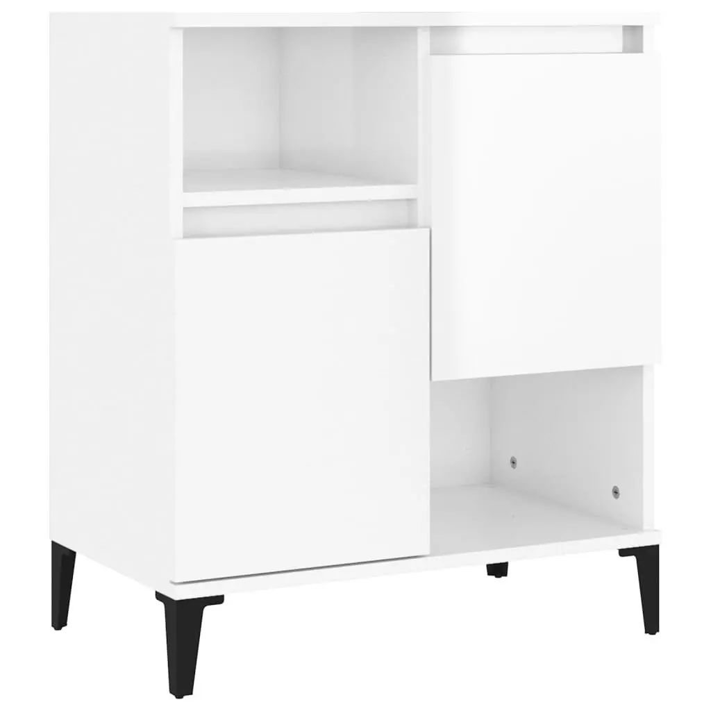 White High Gloss Sideboard Storage Cabinets Set of 2 Engineered Wood 60cm x 35cm x 70cm