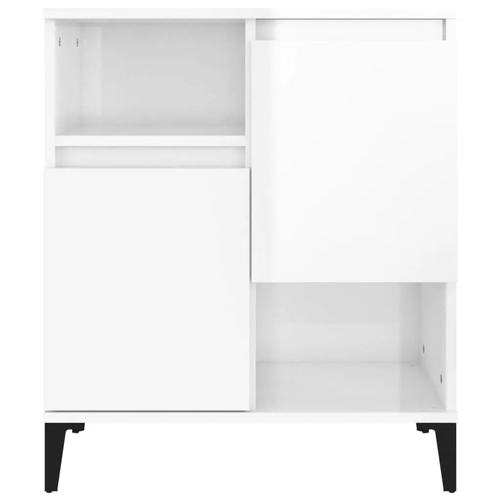 White High Gloss Sideboard Storage Cabinets Set of 2 Engineered Wood 60cm x 35cm x 70cm