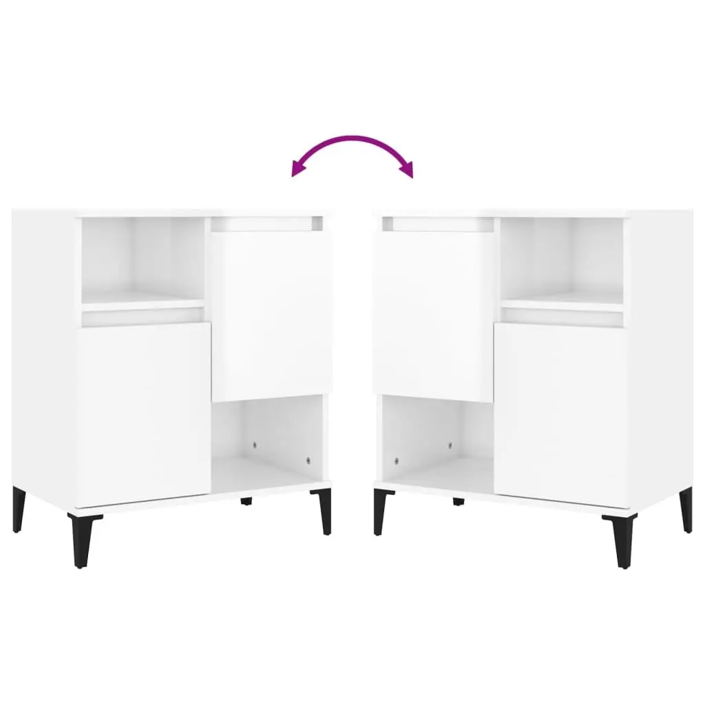White High Gloss Sideboard Storage Cabinets Set of 2 Engineered Wood 60cm x 35cm x 70cm