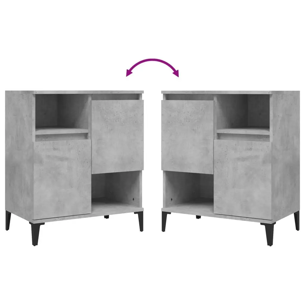 Sideboard Cabinet Grey Storage Unit Engineered Wood 60x35x70 cm Home Furniture