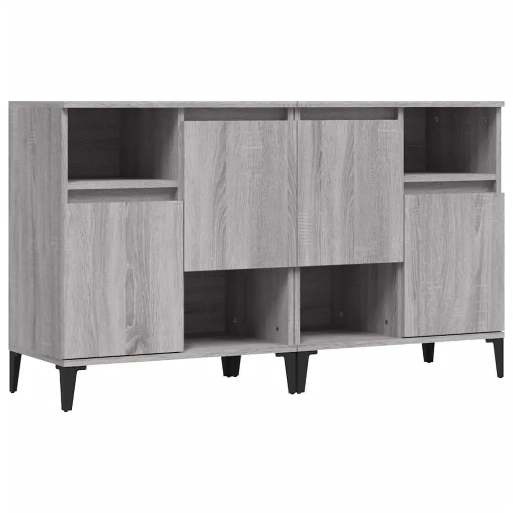 Sideboard Cabinet 2 pcs Grey Storage Cupboard Engineered Wood 60x35x70 cm