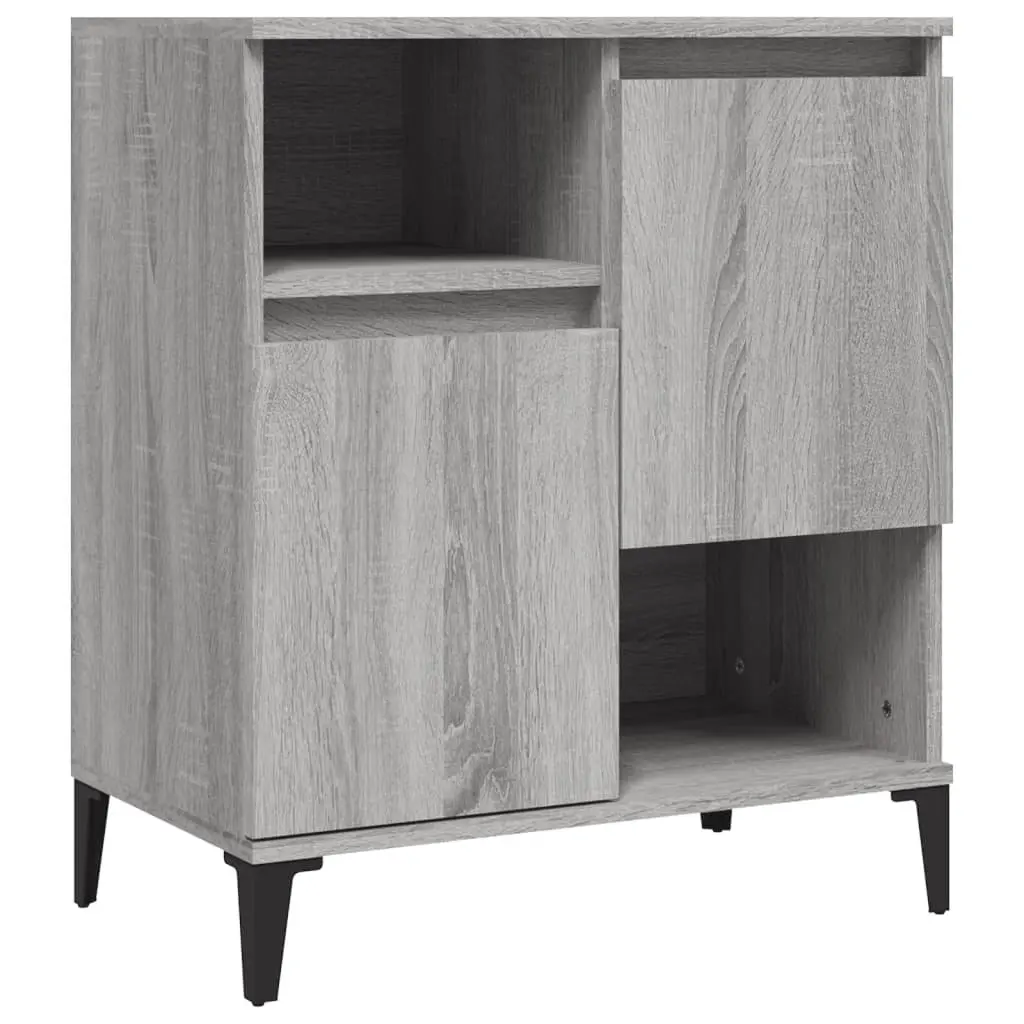 Sideboard Cabinet 2 pcs Grey Storage Cupboard Engineered Wood 60x35x70 cm