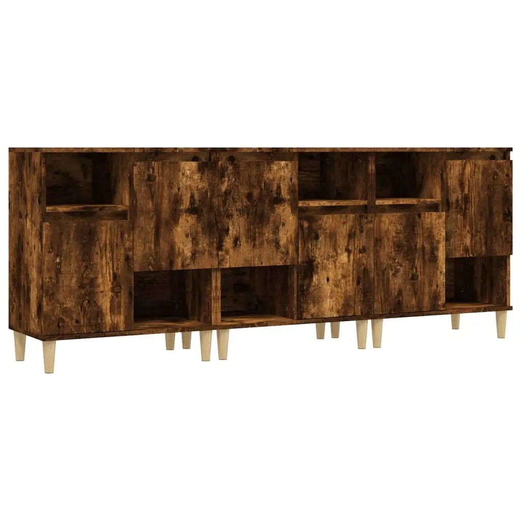 Sideboard Cabinet 3 pcs Brown Engineered Wood Storage Buffet Cupboard