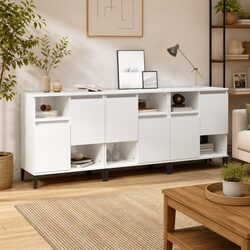 Practical Storage with 3 High Gloss White Sideboards for Home