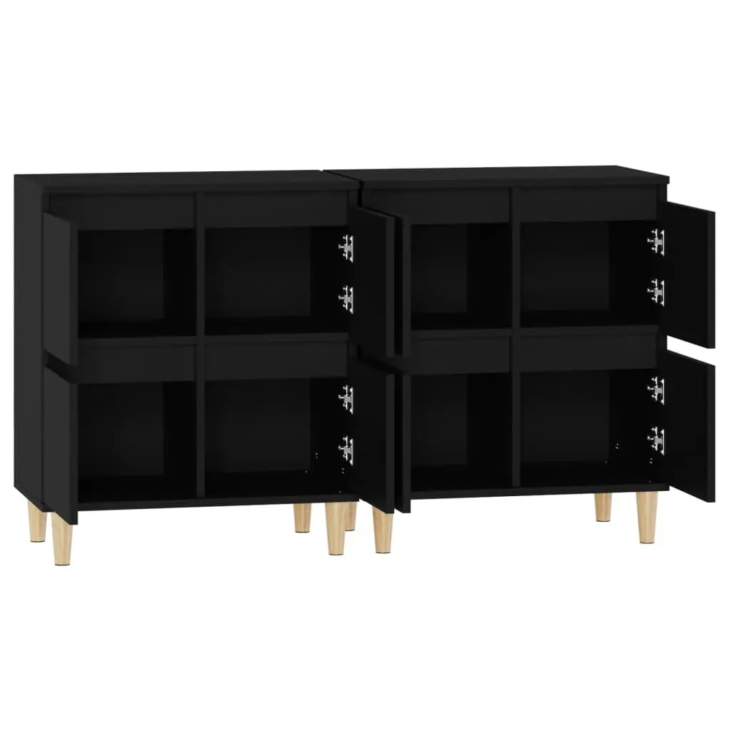 Sideboard Cabinet 2 pcs Black 60x35x70 cm Storage Cupboard Engineered Wood