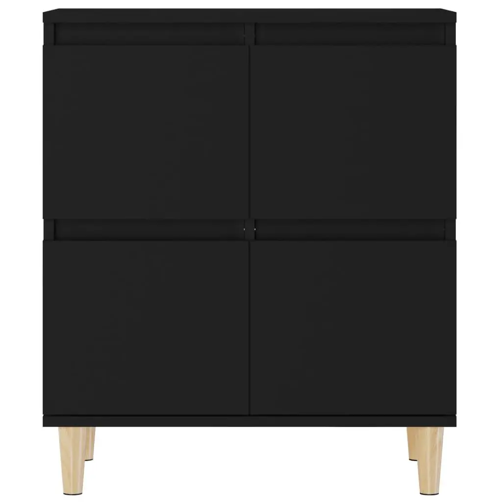 Sideboard Cabinet 2 pcs Black 60x35x70 cm Storage Cupboard Engineered Wood