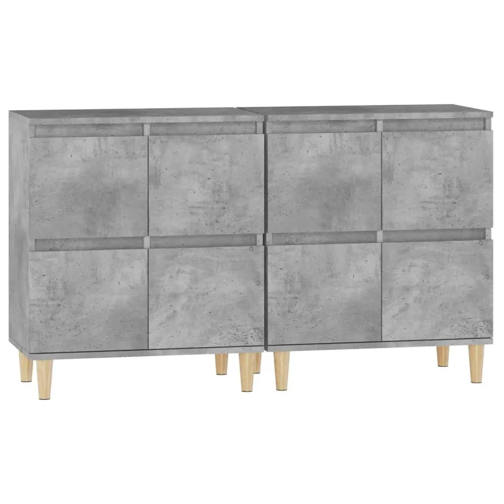 Sideboard Cabinet Grey Engineered Wood Storage Cupboard 60x35x70cm Set of 2