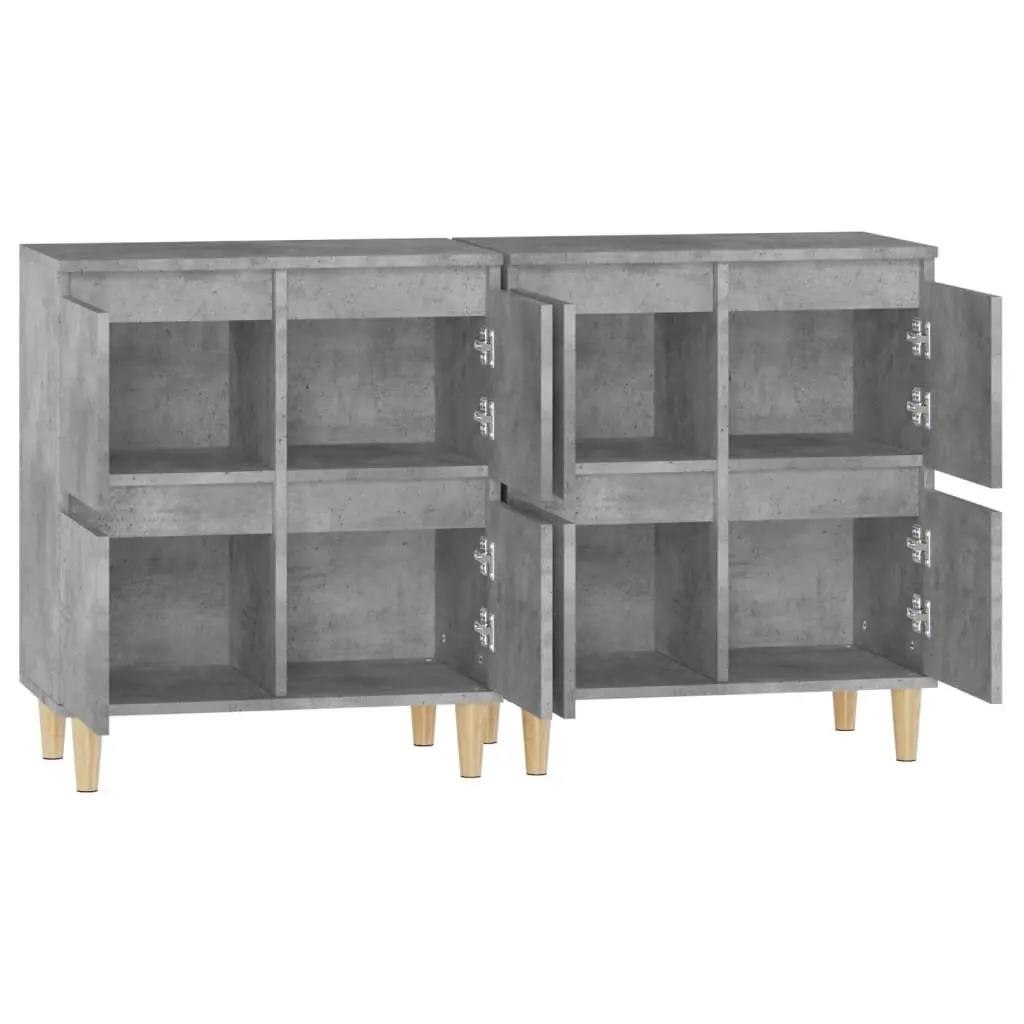 Sideboard Cabinet Grey Engineered Wood Storage Cupboard 60x35x70cm Set of 2