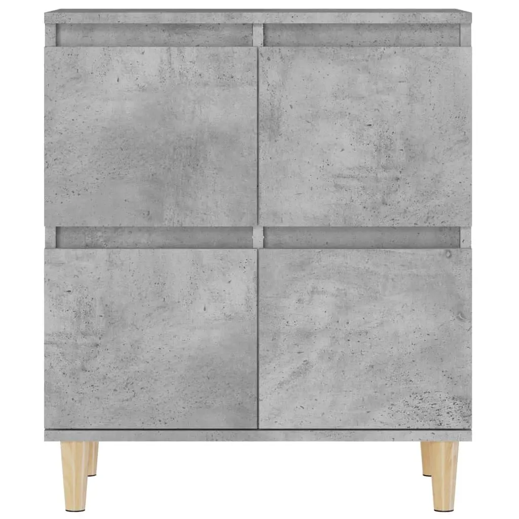 Sideboard Cabinet Grey Engineered Wood Storage Cupboard 60x35x70cm Set of 2