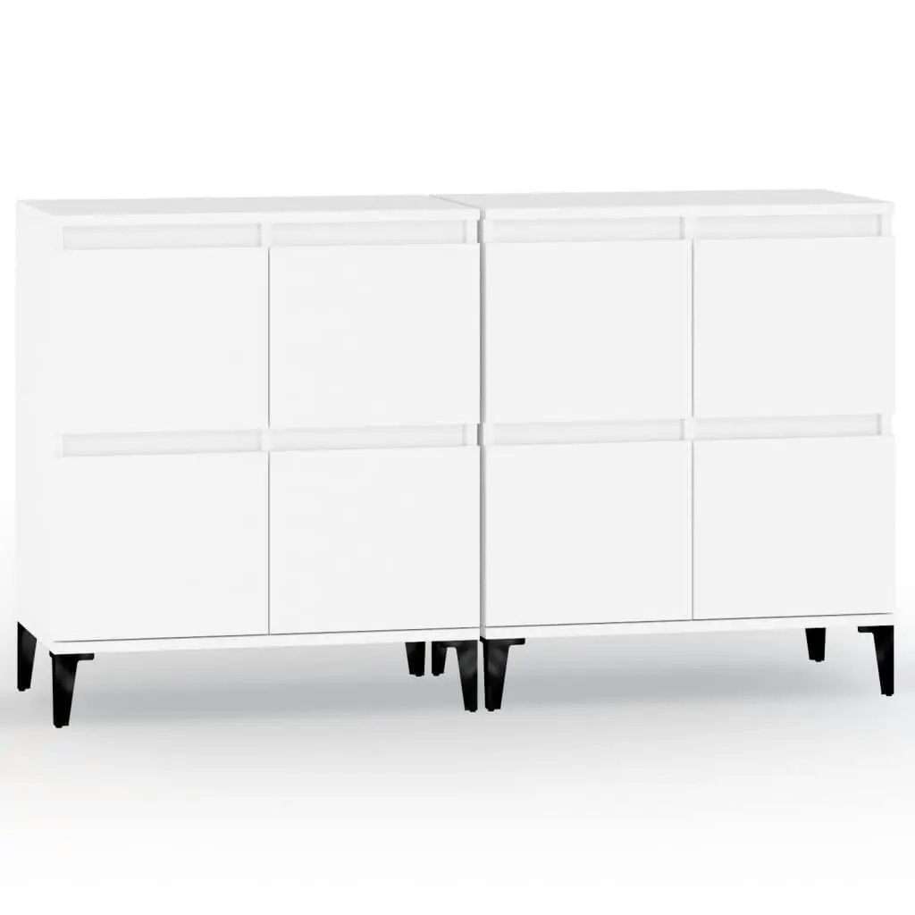 Sideboards Engineered Wood 60x35x70 cm White 2 pcs Storage Cabinet Compartments