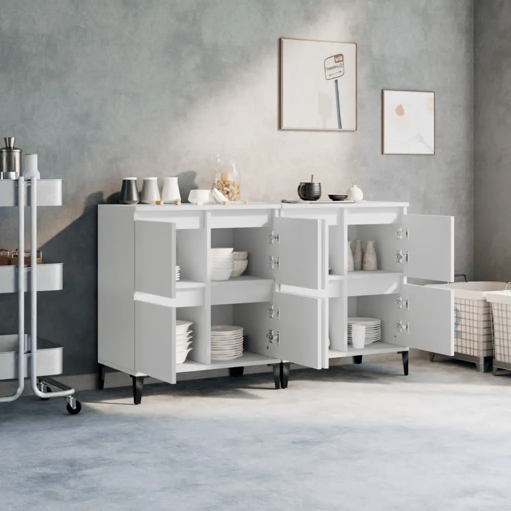 Sideboards Engineered Wood 60x35x70 cm White 2 pcs Storage Cabinet Compartments