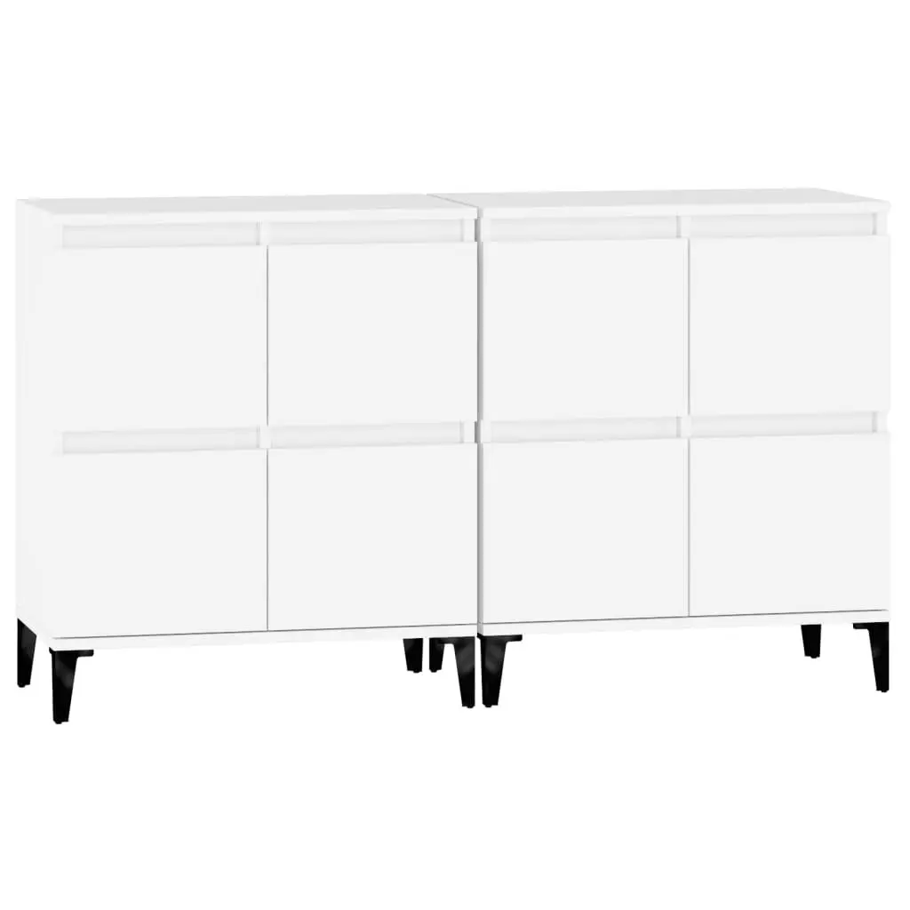 Sideboards Engineered Wood 60x35x70 cm White 2 pcs Storage Cabinet Compartments