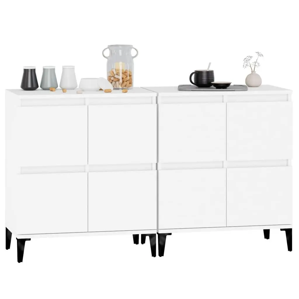 Sideboards Engineered Wood 60x35x70 cm White 2 pcs Storage Cabinet Compartments