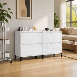 Practical 2-Piece High Gloss White Sideboard Solution
