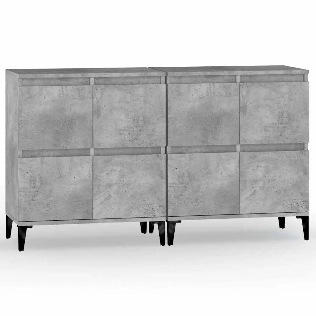 Sideboard Cabinet 2 pcs Grey Engineered Wood Storage Buffet Cupboard 60x35x70cm