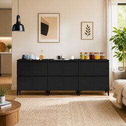 Practical 3-Piece Black Sideboard Storage Solution