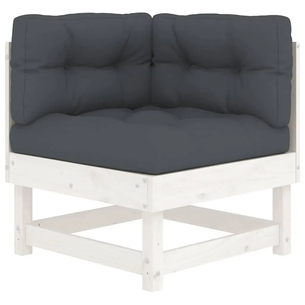 5 Piece Garden Lounge Set Modular White Wood Outdoor Furniture with Cushions