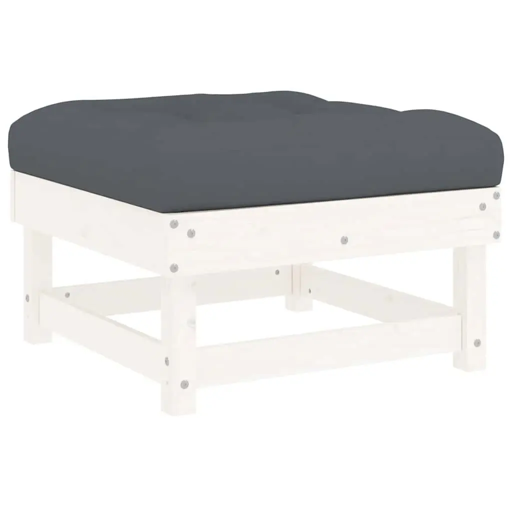 5 Piece Garden Lounge Set Modular White Wood Outdoor Furniture with Cushions