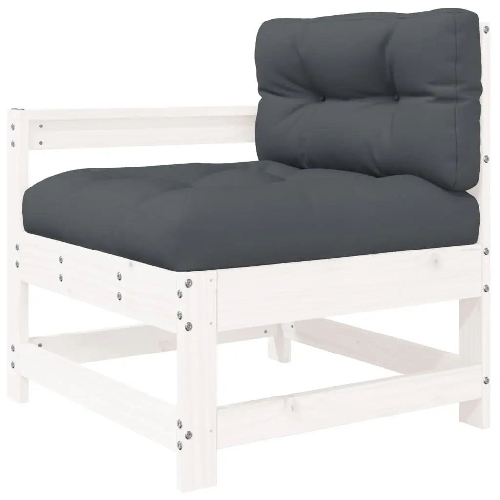 Garden Lounge Set 5 Piece Outdoor Furniture White Slatted Design Cushions Patio