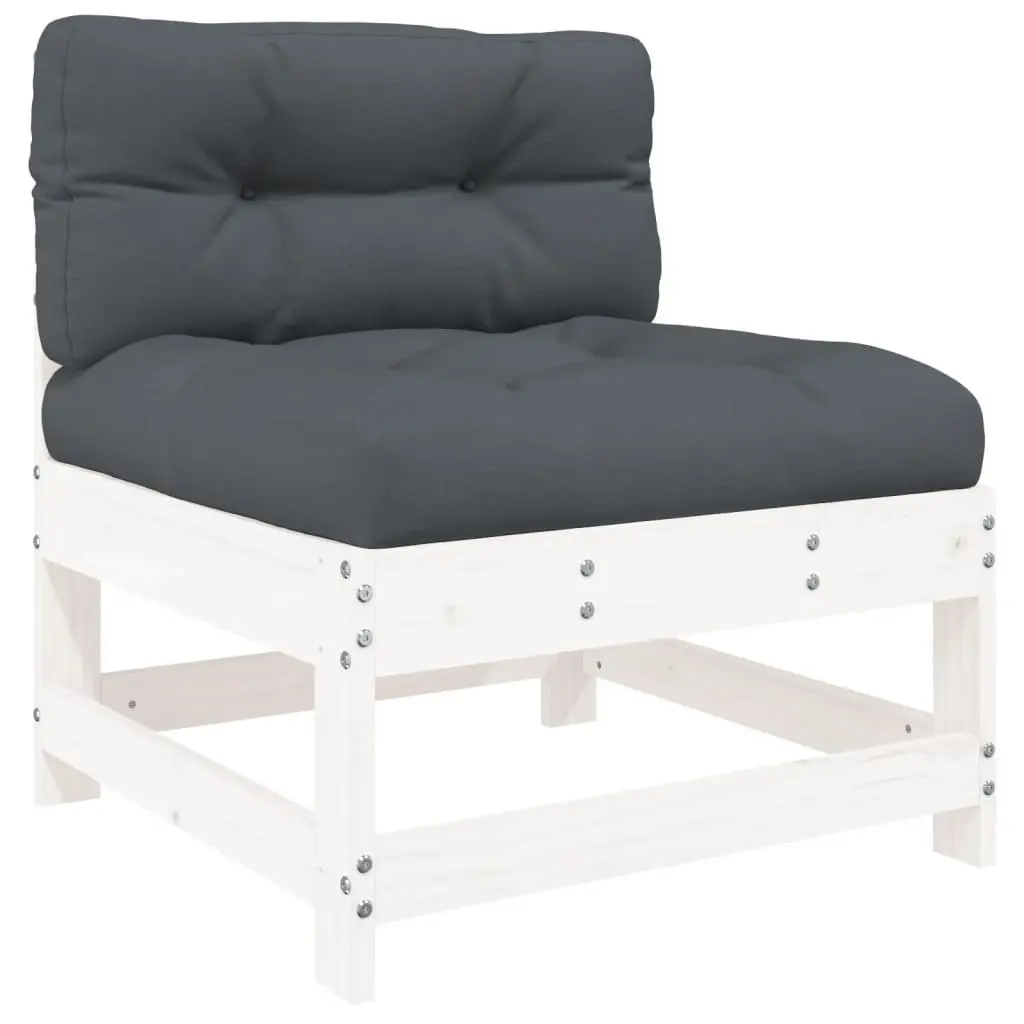 Garden Lounge Set 5 Piece Outdoor Furniture White Slatted Design Cushions Patio